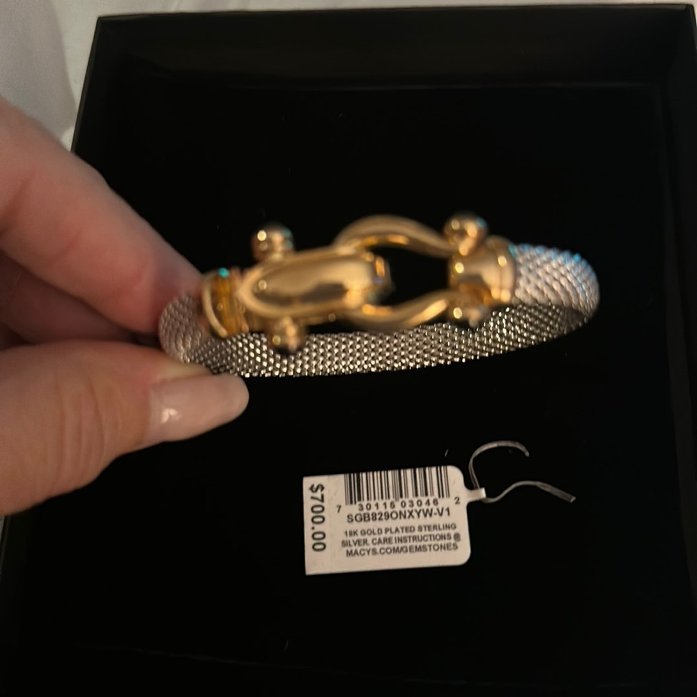 Sterling silver and 18karat gold plated bangle